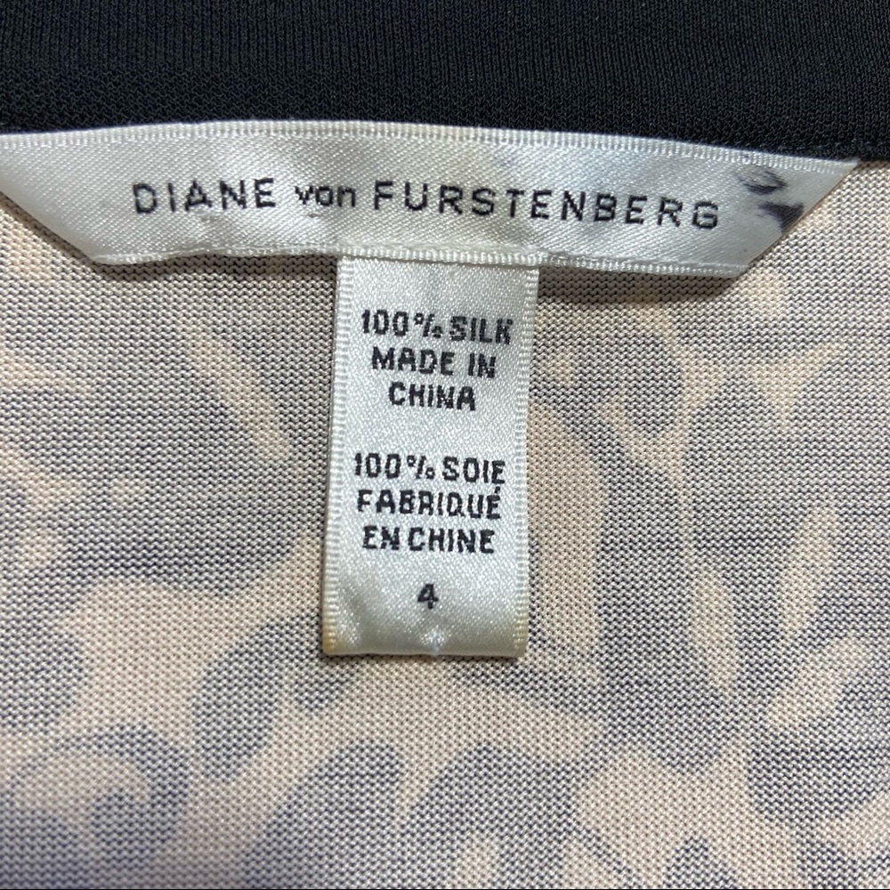 Diane von Furstenberg Black & Ivory Pure Silk Wrap Dress Size 4 - Picture 5 of 10